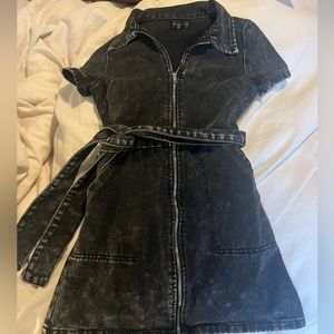 White fox black denim dress